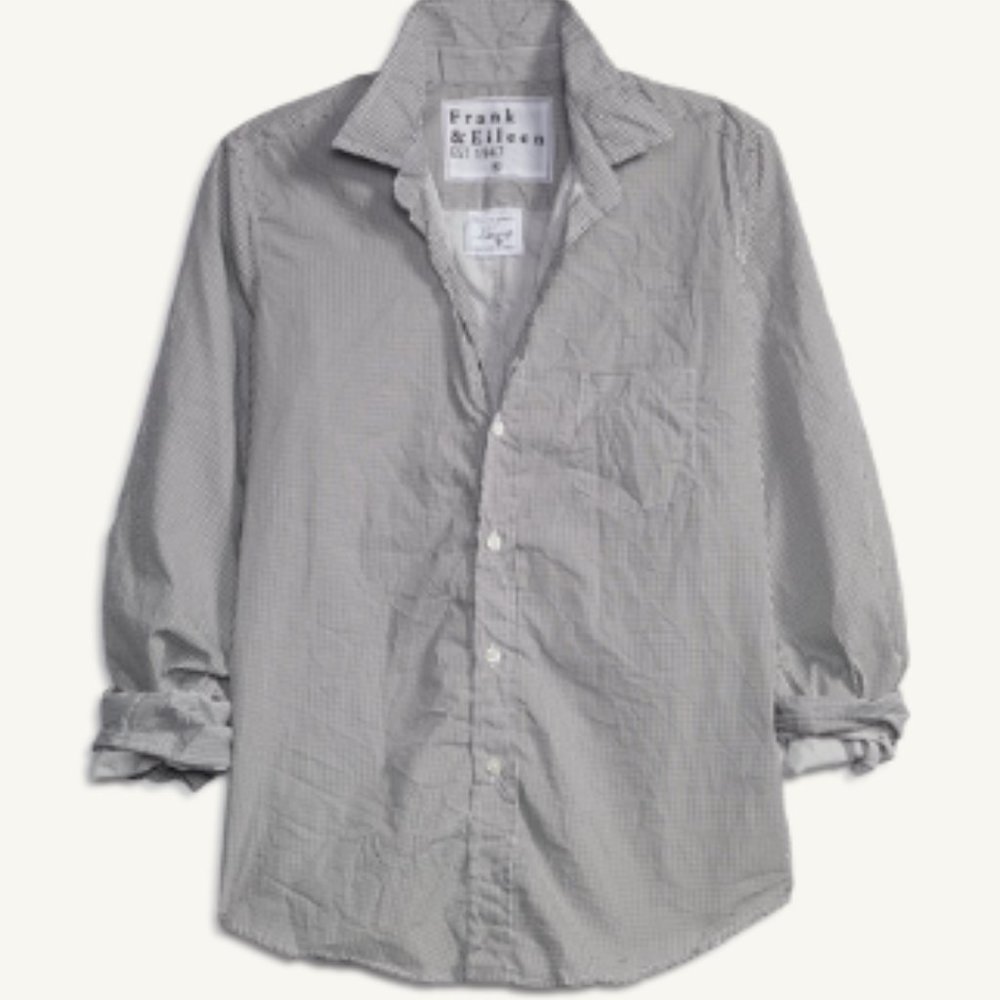 Frank & Eileen Barry Black Dots Crinkle Shirt NWOT